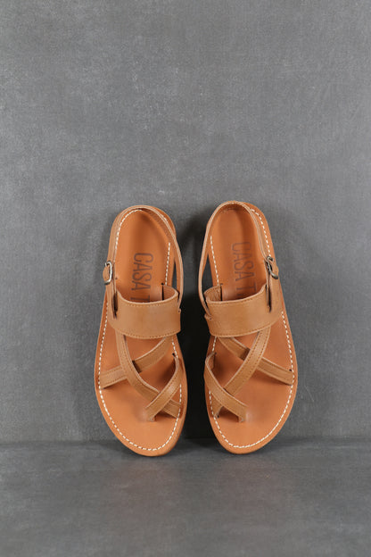 Sandales plates femmes marrons brides 
