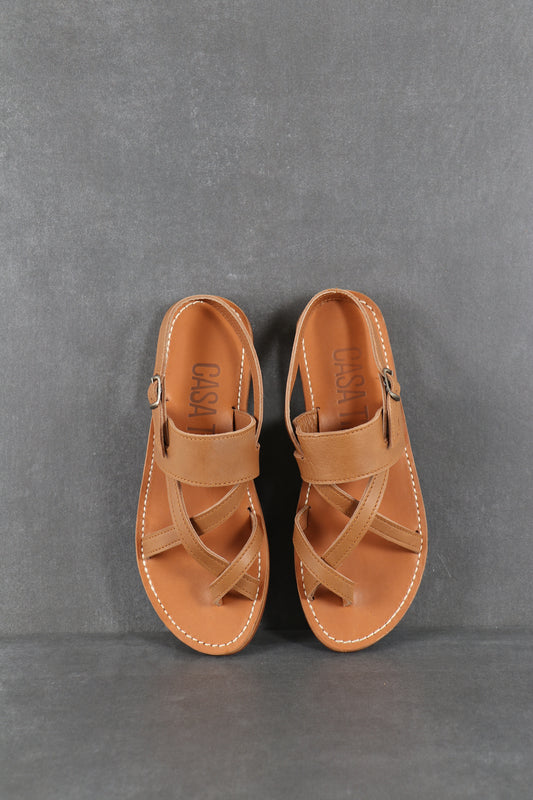 Sandales plates femmes marrons brides 